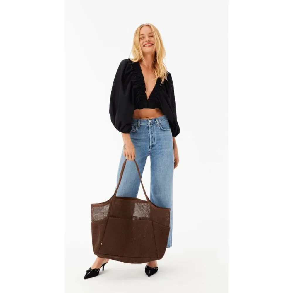 BEIS NWT The Mesh Beach Tote in Maple Brown